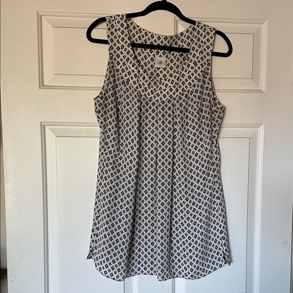 CAbi Black and White Patterned Tank Top